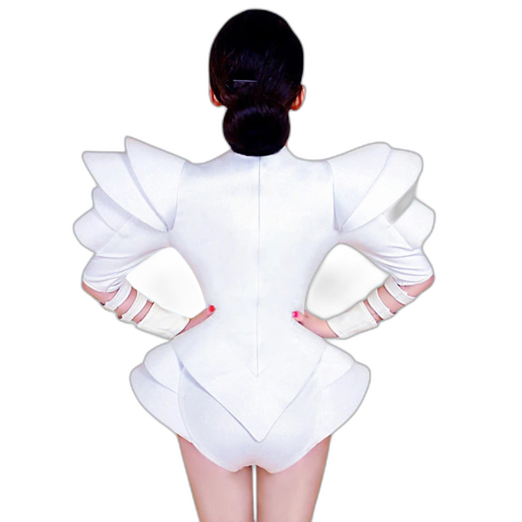 Crystal Couture White Party Bodysuit
