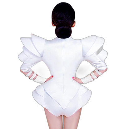 Crystal Couture White Party Bodysuit