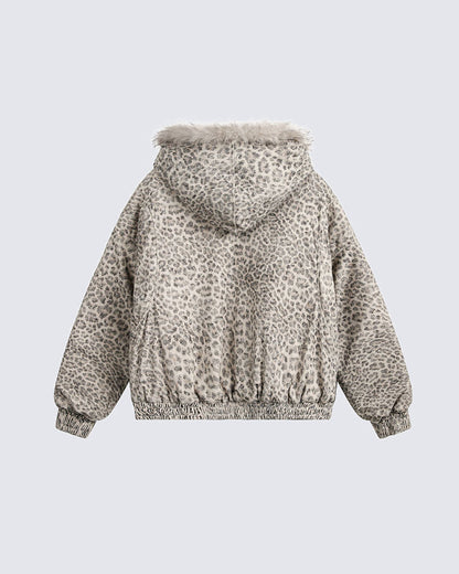 American Street Leopard Padded Cotton Jacket
