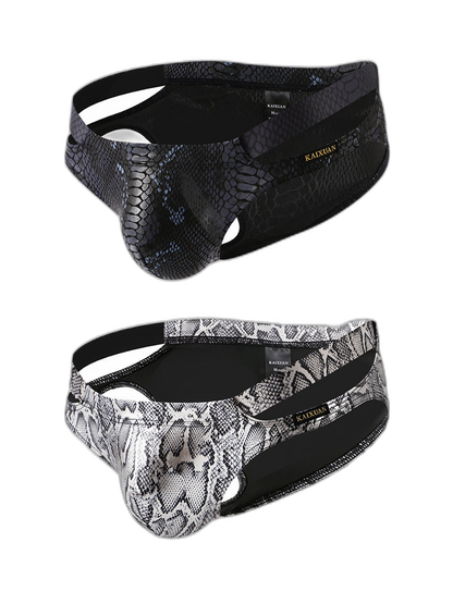 2-pack Men's Snake Print Hollow Briefs