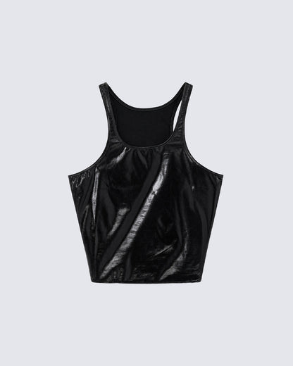 Matte Coated Racerback Cropped New Tank Top