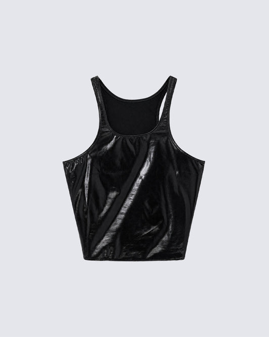 Matte Coated Racerback Cropped New Tank Top