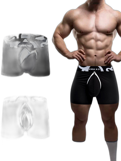 Men's Detachable Pouch Easy-Access Open Fly Modal Split-Crotch Boxers Briefs