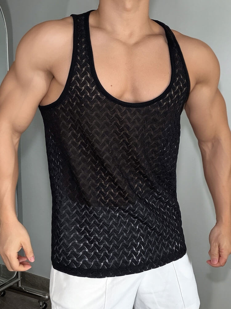 Men's Loose-Fit Cutout Solid Color Sports Vest