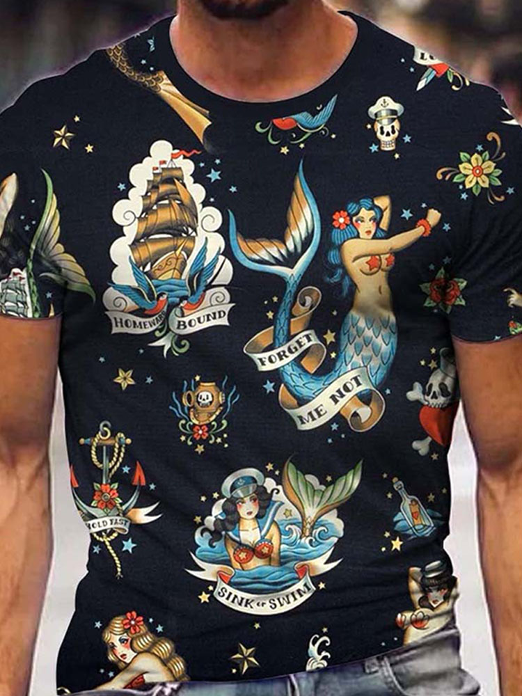 Men's 3D Digital Printing Sports T-shirt