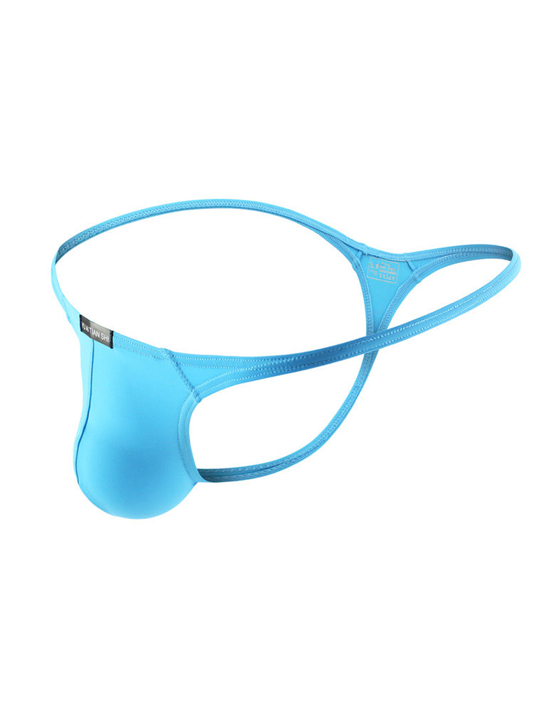 Solid Color Low Waist Breathable Nylon Thong