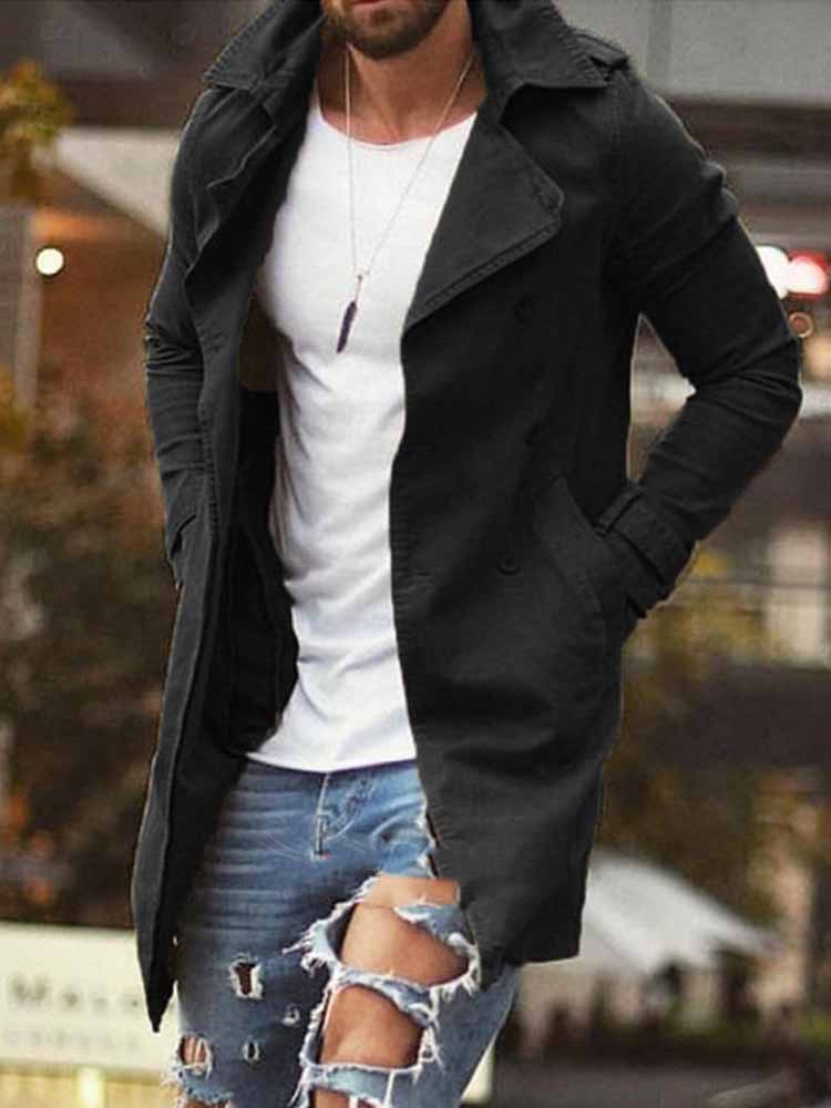Men's Mid-length Slim Casual Trench Coat