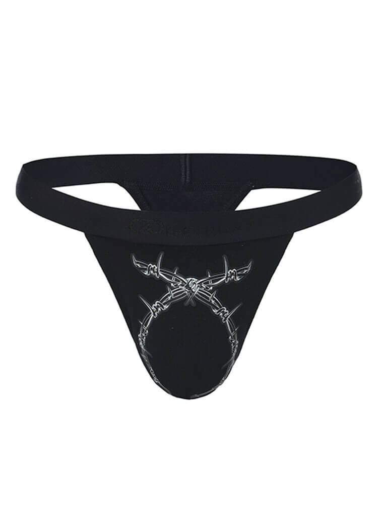 Men's Sexy Thorns Print Pouch High Fork Thong
