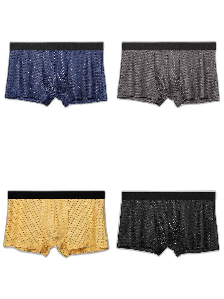 4 Pack Mesh Ice Silk Cool Fresh Men's Trunks