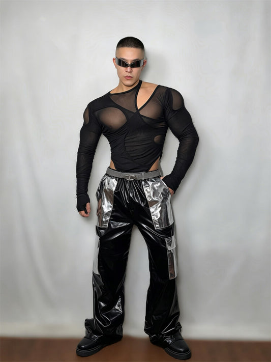 Men's Bodysuit Metallic Pants Performance Costume Set