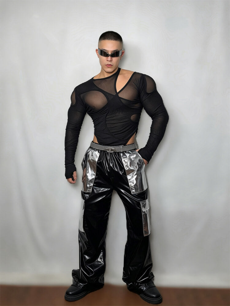 Men's Bodysuit Metallic Pants Performance Costume Set