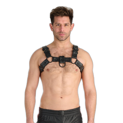 Prowler RED Leather Bull Harness With Metal Fittings Black