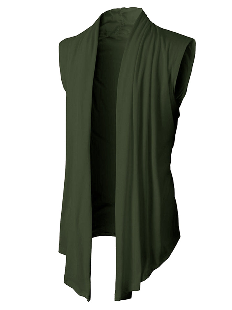 Men's Solid Color Sleeveless Knit Cardigan