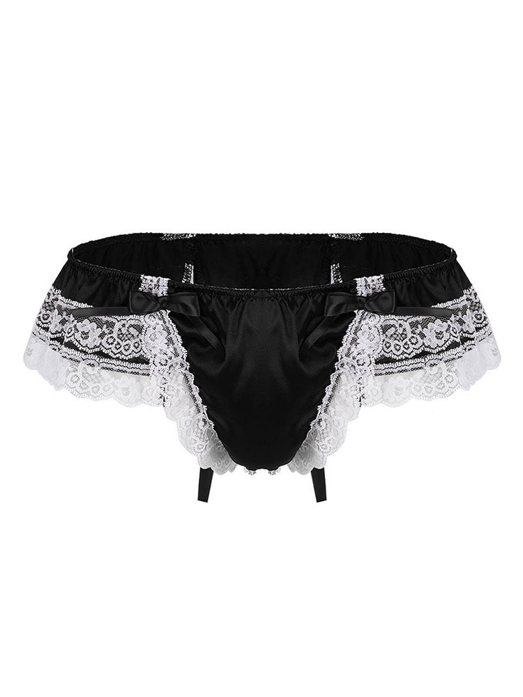 Men's Open Hip Lace Spandex Thong - Blue