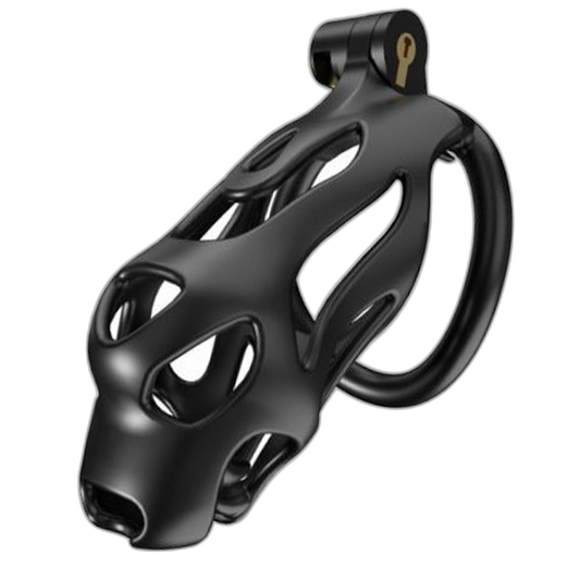 LOCK4D Dog Head Flat Ring Chastity Cock Cage Large