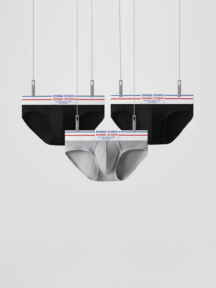 3 Pcs Men's Solid-Color Breathable Athletic Briefs