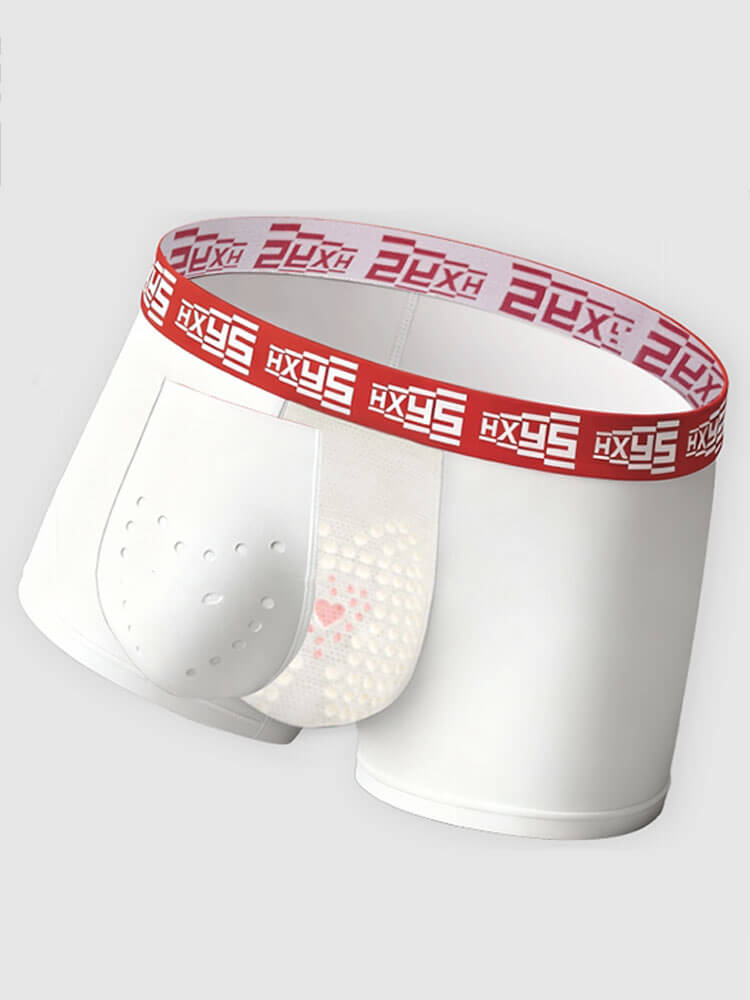 Men's White Letter Belt Antibacterial Boxer Briefs