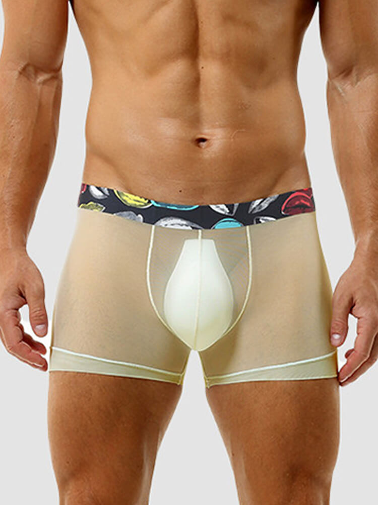 Men's Lightweight Seamless Sheer Ice Silk Boxer Briefs