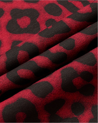 American High Street Style Leopard Print And Letter Print Capri Pants