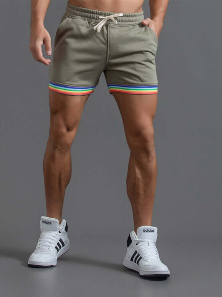 Men's Rainbow Stripes Cotton Shorts