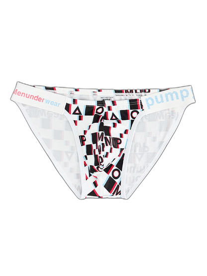 2 Pack Men's Breathable Alphabet-Print Expanded Pouch Briefs