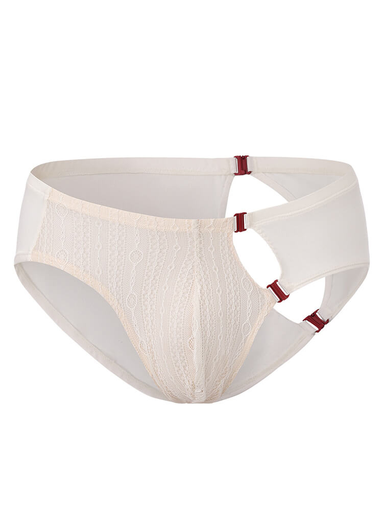 Men's Lace Panel Cutout Detachable Straps Briefs
