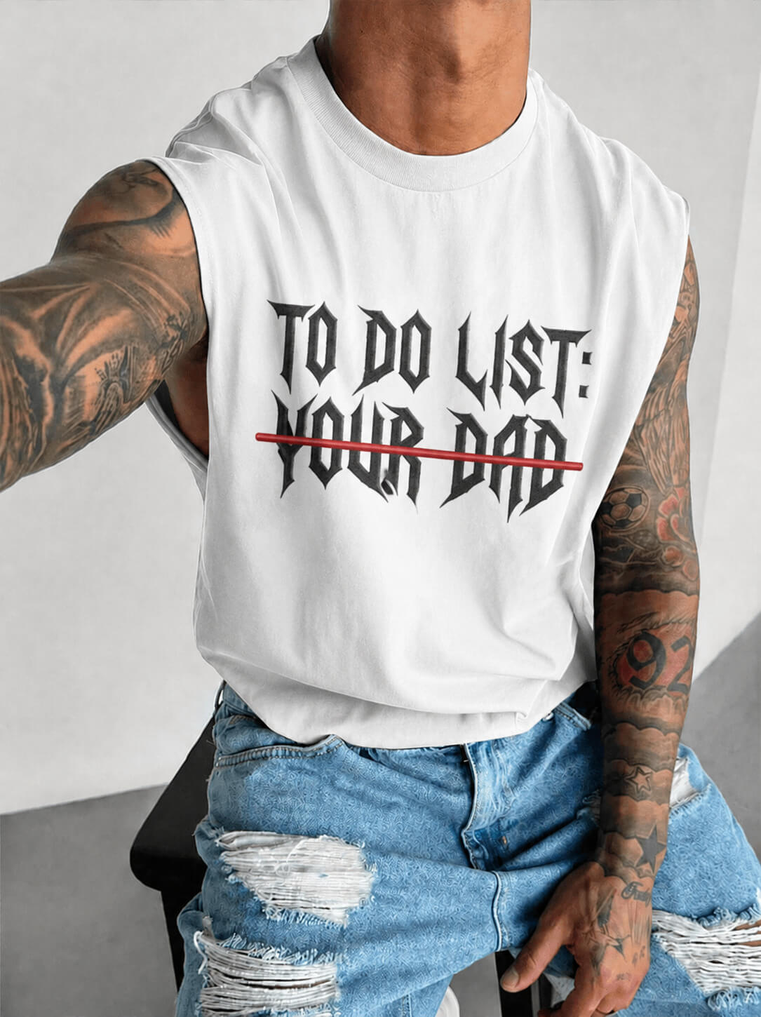 Men's To Do List: Your Dad Print Wide Shoulder Vest