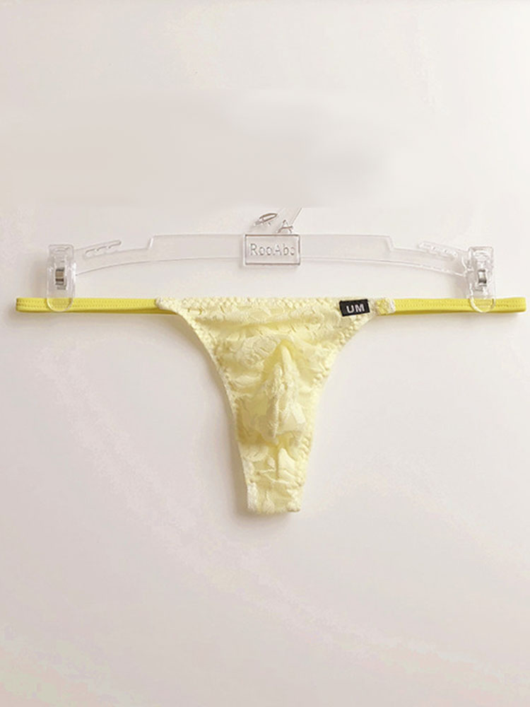 Men's Lace See-Through Thin Strap Thong