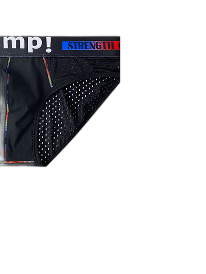 Men's Mesh Briefs With Colorful Spliced Lines