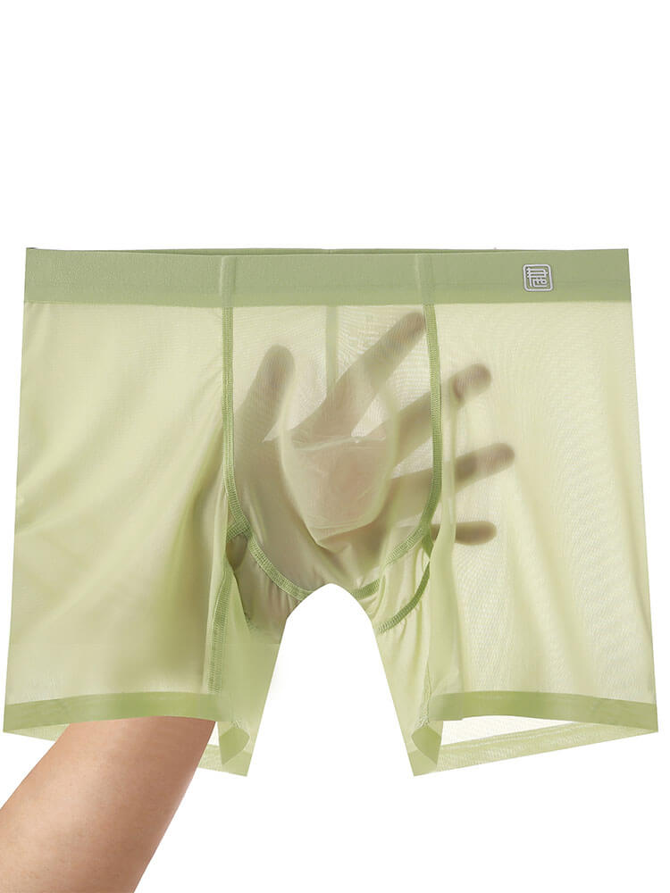 Men's Sexy Sheer Anti-Chafe Thin Ice Silk Boxer Briefs