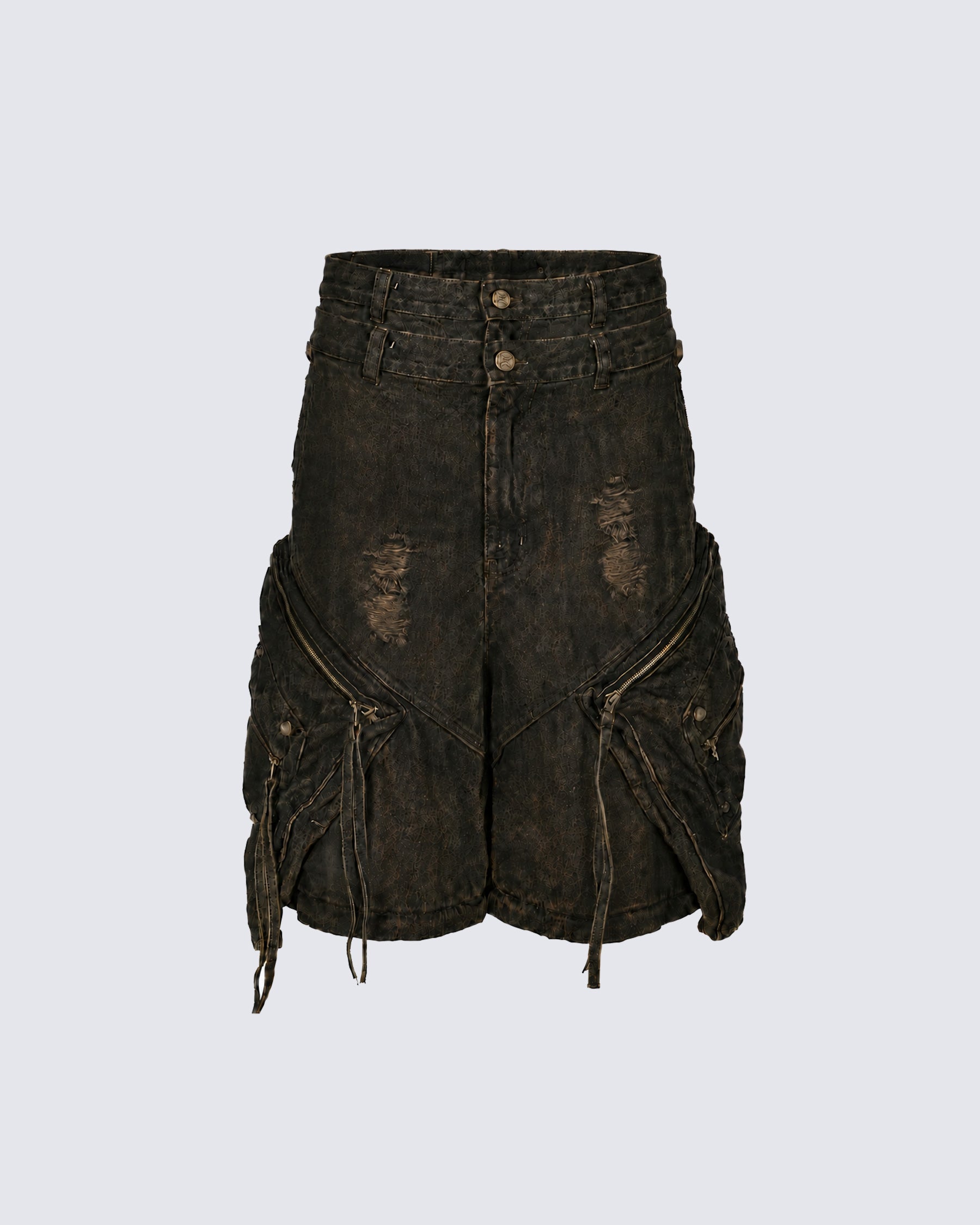 KIIKIO Retro Double-Waistband Bermuda Shorts