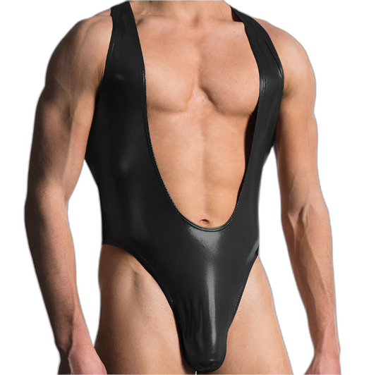 Leather One-piece Vest Bodysuit