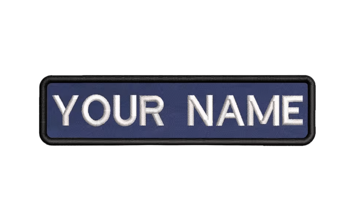 Custom Patch 10cmX2.5cm Deep Blue/White