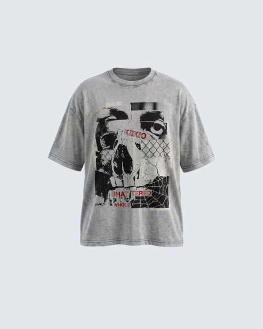 Vintage Washed Skull Graphic Oversized T-Shirt