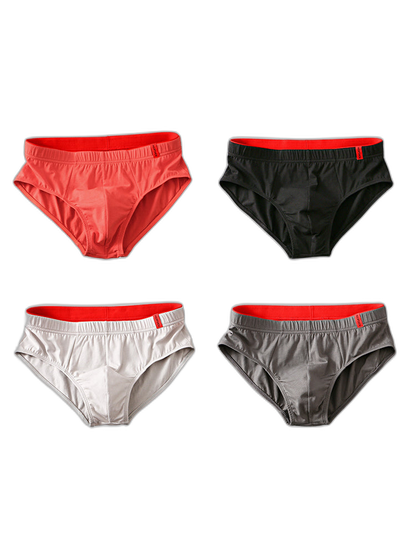 4 Pack Men's Solid Color Cotton Low-Rise Seamless Comfort Briefs