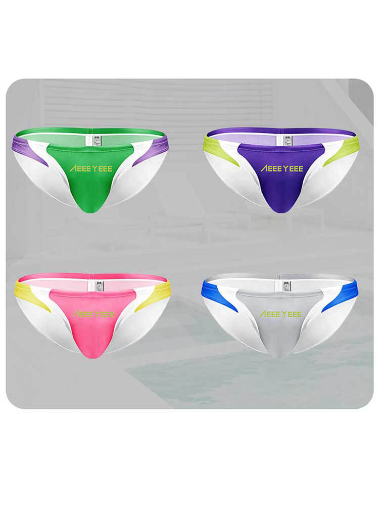 Men's Low-Rise Color-Blocked Quick-Drying Swim Briefs