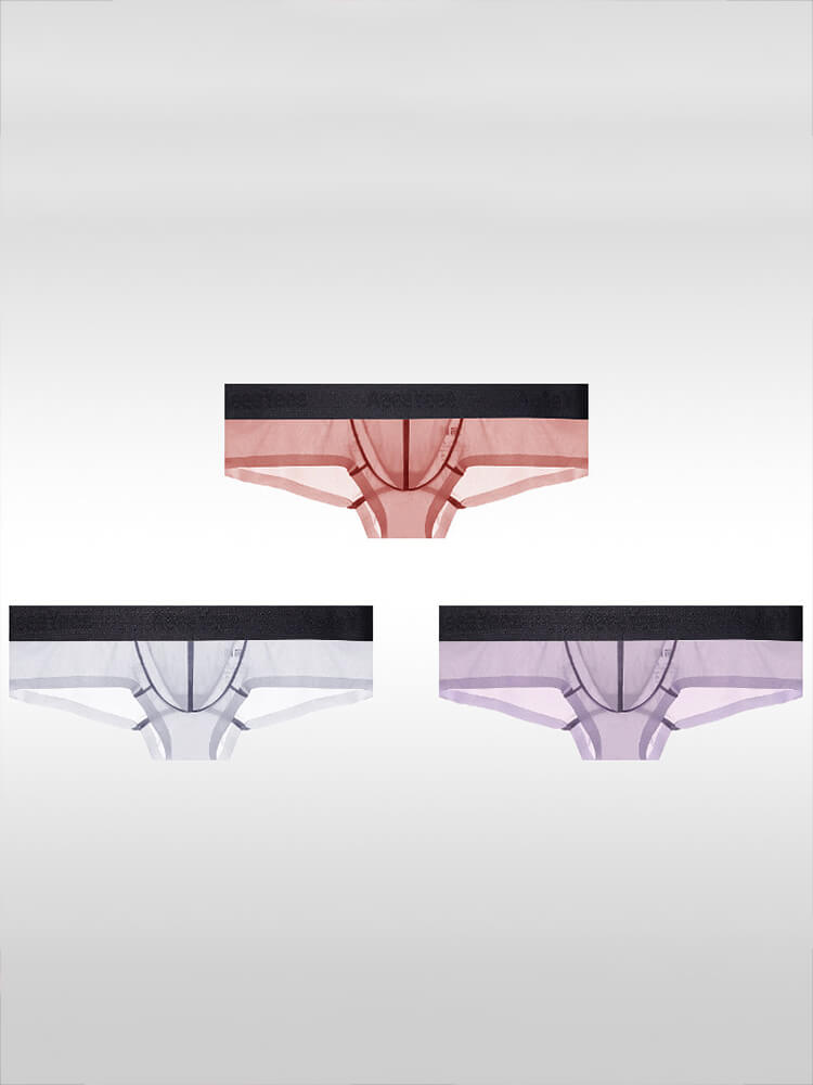 Men's Sexy Low-Rise Stretch Sheer Ice Silk Boxer Briefs