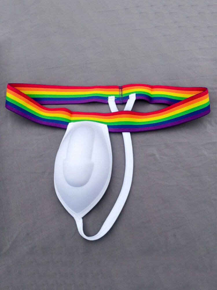 Men's Sexy Rainbow Waistband Padded Thong