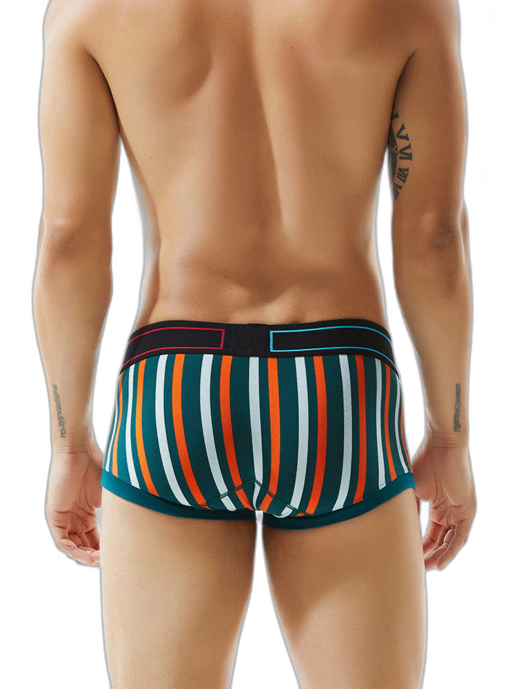 2 Pack Men's Colorful Striped U Convex Pouch Trunks
