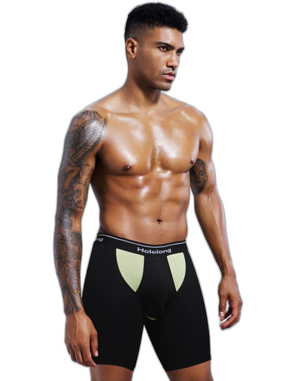 Dual Pouch Men's Long Legs Sports Boxer Briefs