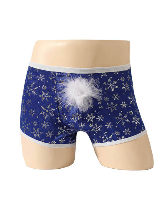 Men's Snowflake Print Christmas Boxer Briefs