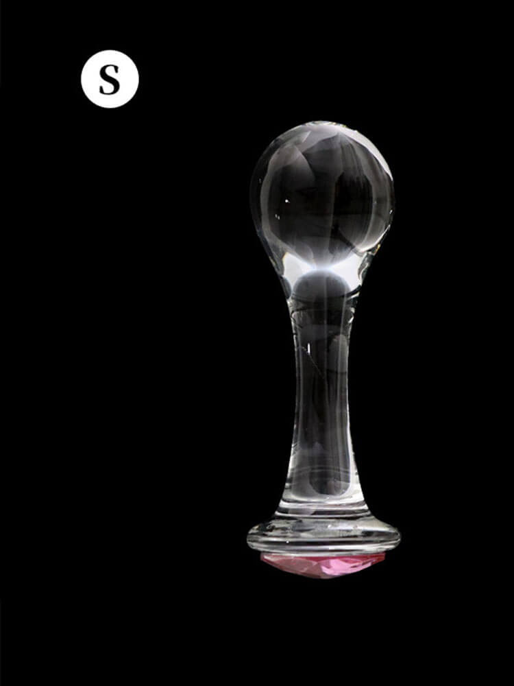 Pink Gem Glass Smooth Round Anal Plug