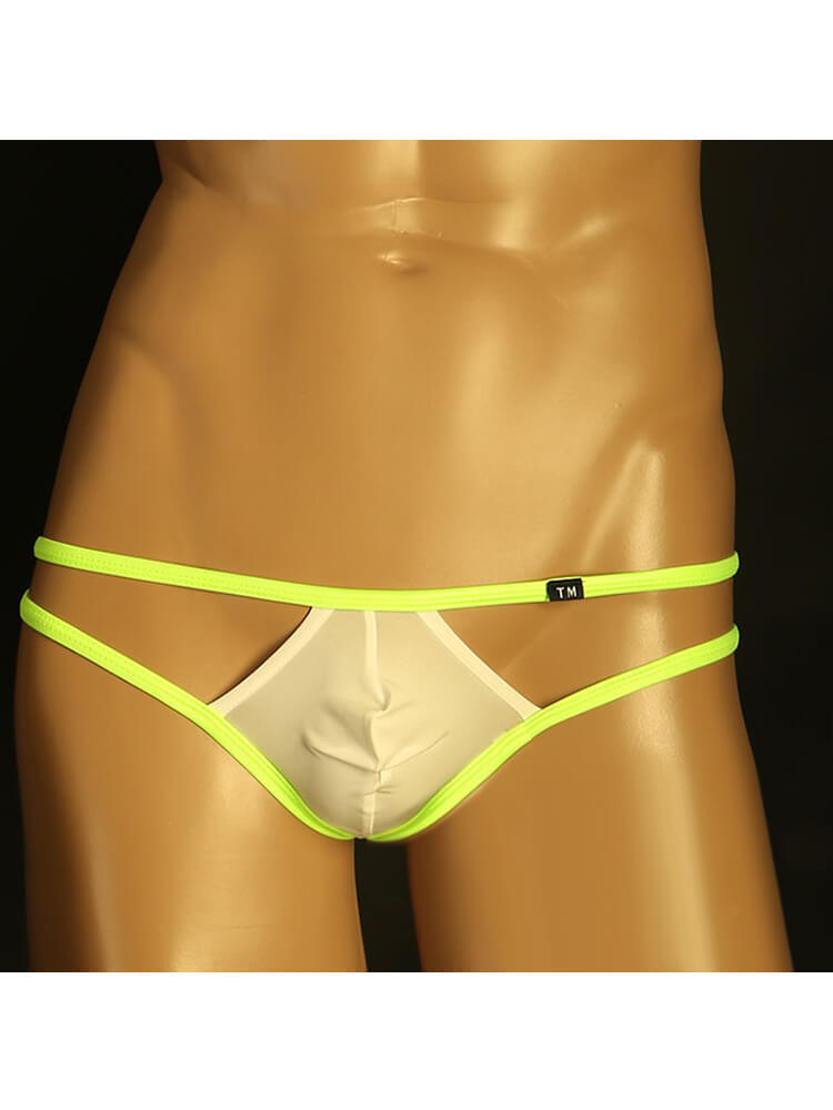 Men's Double Thin Strap Pouch Colorblock Briefs