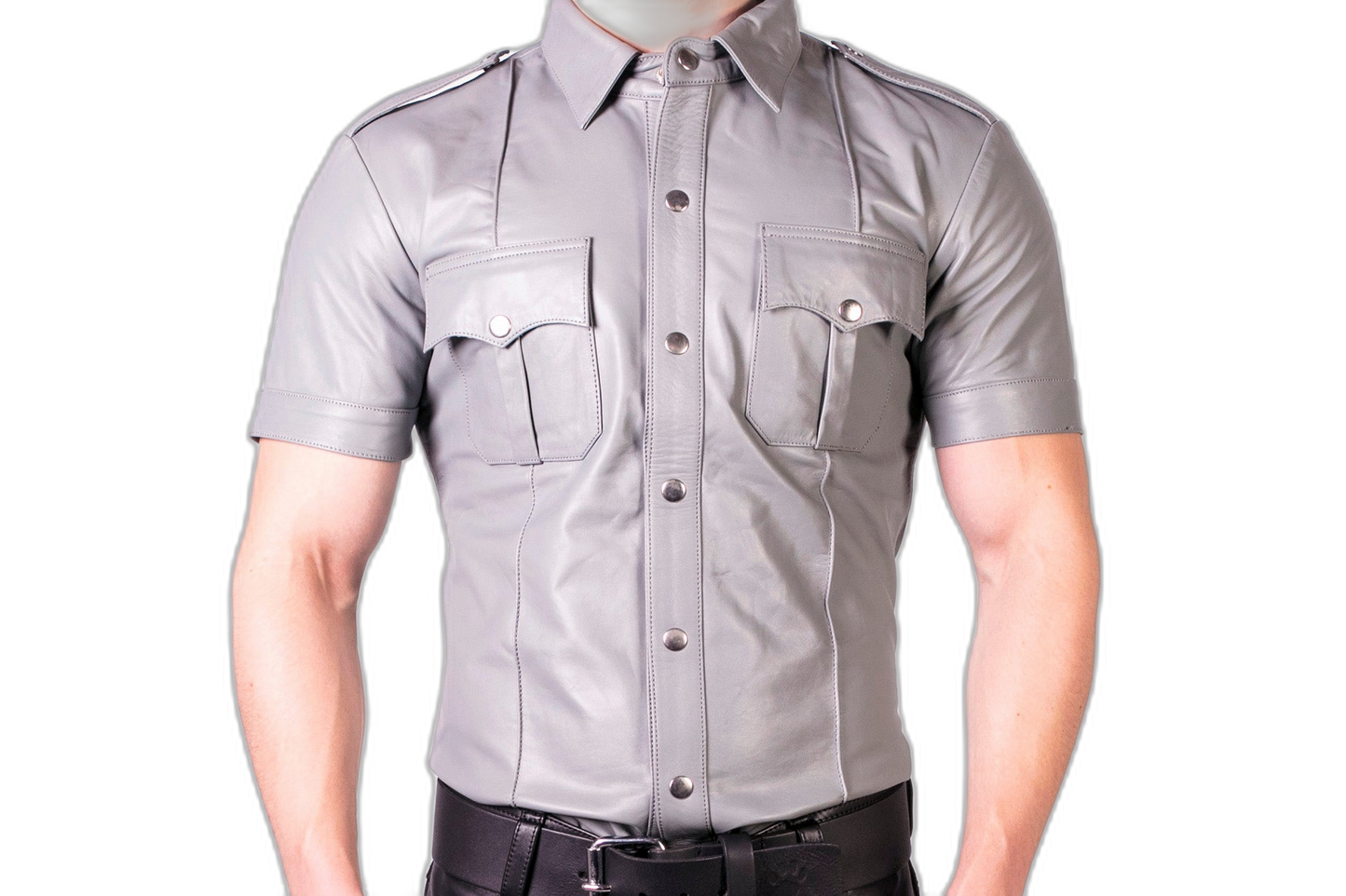 Prowler RED Leather Slim Fit Police Shirt Grey