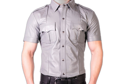 Prowler RED Leather Slim Fit Police Shirt Grey
