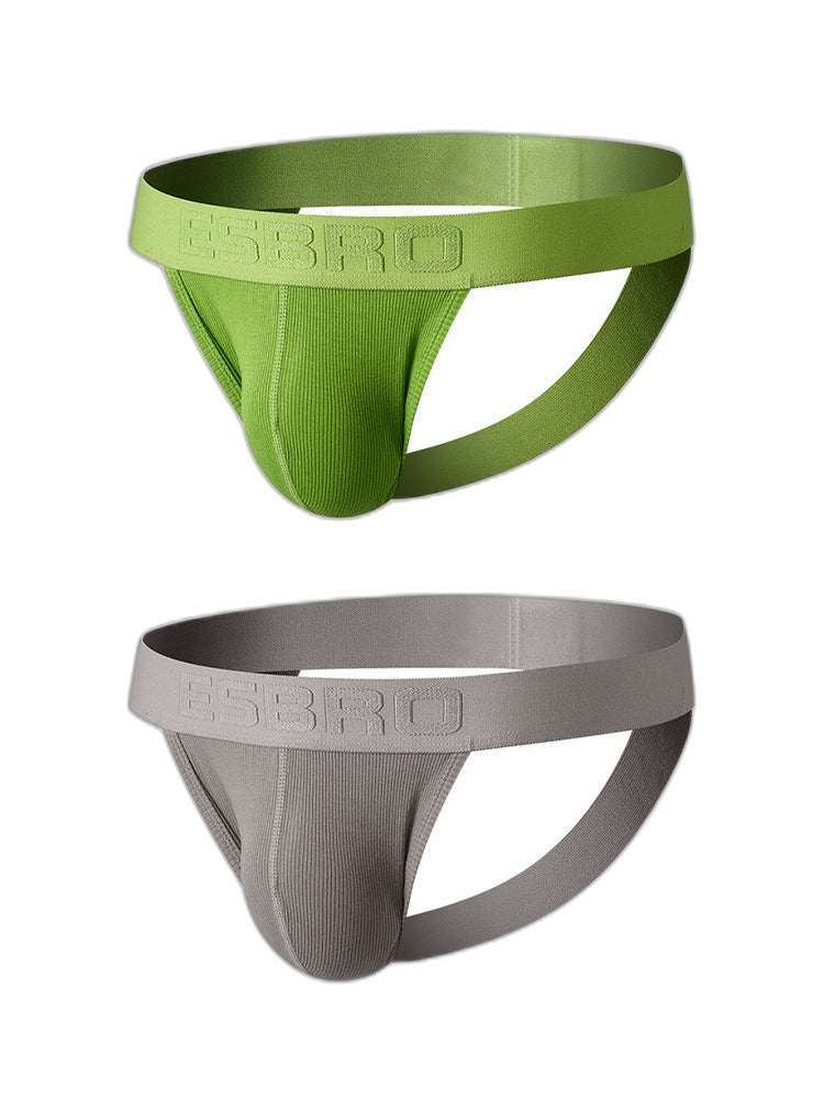 2 Pack Men's Ribbed U-Pouch Sexy Jockstrap