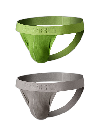 2 Pack Men's Ribbed U-Pouch Sexy Jockstrap