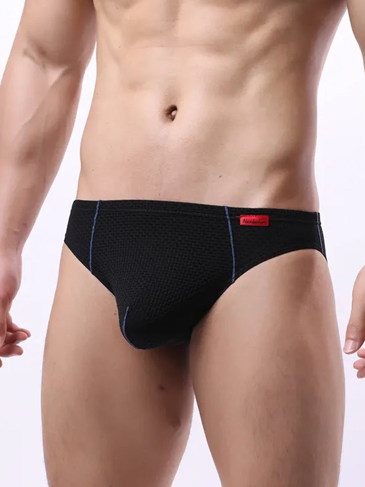 3 Pack Men's Nylon Plaid Lift Hip Briefs Triangle Briefs