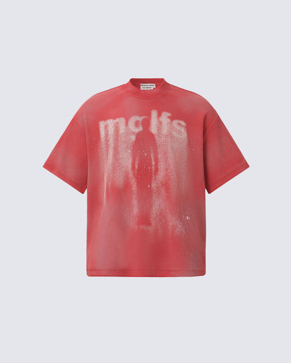 American Retro Street Style Distressed Printed Short T-Shirt