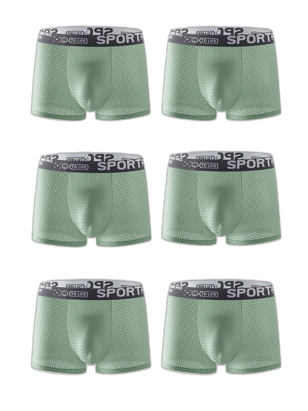 6 Pack Men’s Contour Pouch Mesh Trunks